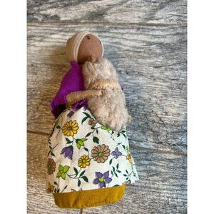 Handmade Doll Soft Plush Stuffed Hand crafted African‎ American Folk Art 7.5"